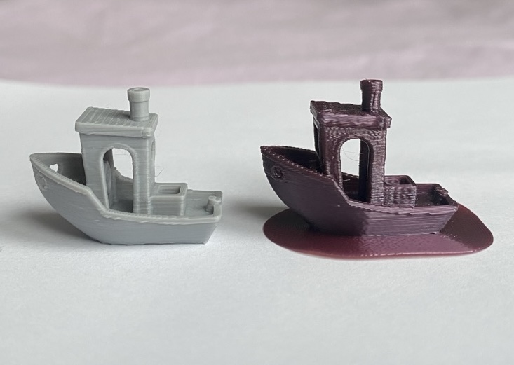 Print #2 result next to PLA benchy